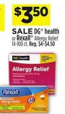 Dollar General Dg Health Or Rexall Allergy Relief offer