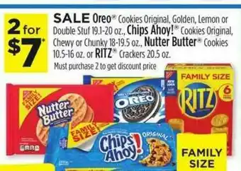 Dollar General Oreo Cookies Original Golden Lemonr Or Double Stuf Chips Ahoy! Cookies Original Chewy Or Chunky Nutter Butter Cookies Or Ritz offer