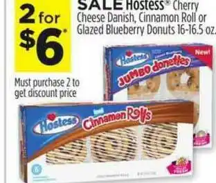 Dollar General Hostess Cherry Cheese Danish Cinnamon Roll Or Glazed Blueberry Donuts offer