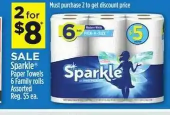 Dollar General Sparkle Paper Towels 6 Family Rolls Assorted offer