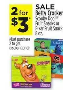Dollar General Betty Crocker Scooby Doo! Fruit Snacks Or Pixar Fruit Snacks offer