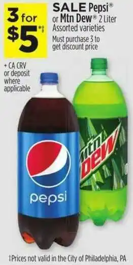 Dollar General Pepsi Or Mtn Dew 2 Liter Assorted Varieties offer