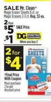 Dollar General Mr. Clean Magic Eraser Sheets Or Magic Erasers offer