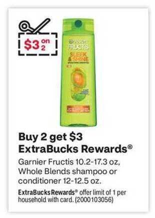 CVS Garnier fructis, whole blends shampoo or conditioner offer