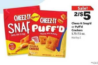 Family Dollar Cheez-it snap'd or puff'd crackers offer