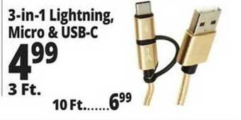 Ocean State Job Lot 3-in-1 lightning micro & usb-c offer