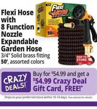 Ocean State Job Lot Flexi hose with 8 function nozzle expandable garden hose offer