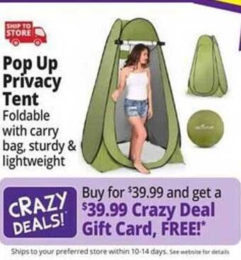 Ocean State Job Lot Pop up privacy tent offer