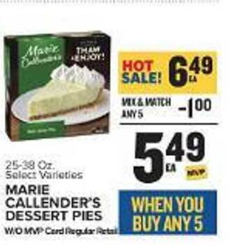 Food Lion Marie callender's dessert pies offer
