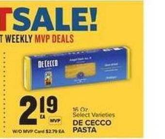 Food Lion De cecco pasta offer