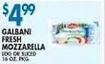 Associated Galbani fresh mozzarella offer