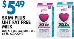 Associated Skim plus uht fat free milk offer