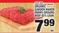 Associated Organic garden manor farms ground beef 85% lean offer