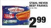 Associated Stahl meyer beef franks offer