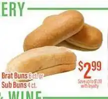 Germantown Fresh Market Brat buns or sub buns offer