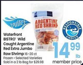 Safeway Waterfront bistro wild caught argentine red extra jumbo raw shrimp offer