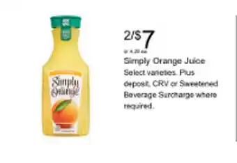 Walgreens Simply orange juice select varietes offer