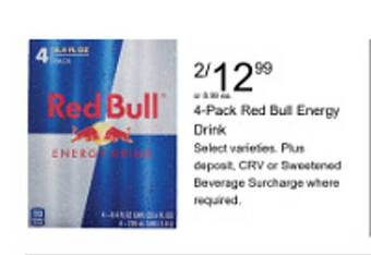 Walgreens 4-pack red bull energy drink offer