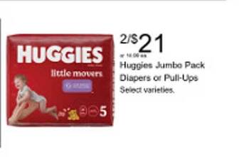 Walgreens Huggies jumbo pack diapers or pull-ups offer