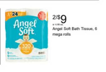 Walgreens Angel soft bath tissue 6 mega rolls offer
