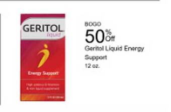 Walgreens Geritol liquid energy support offer