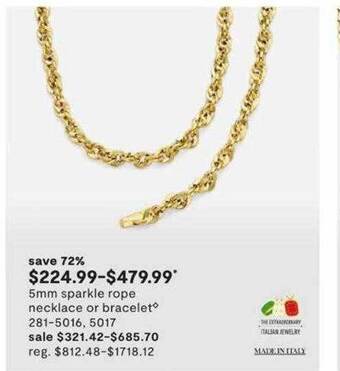 JC Penney 5mm sparkle rope necklace or bracelet offer