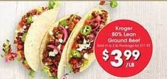 Kroger Kroger 80% lean ground beef offer