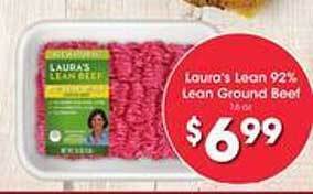Kroger Laura's lean 92% lean ground beef offer