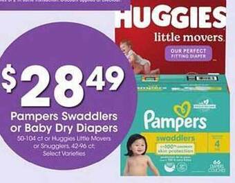 Kroger Pampers swaddlers or baby dry diapers offer