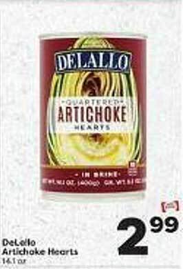 Weis Markets Delallo artichoke hearts offer