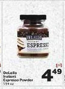 Weis Markets Delallo instant espresso powder offer