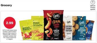 CVS Select gold emblem, gold emblem abound chips, popcorn, cheese puffs, crackers, pretzels, cookies, trail mix, freeze-dried fru offer