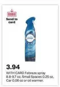 CVS Febreze spray, small spaces car or oil warmer offer