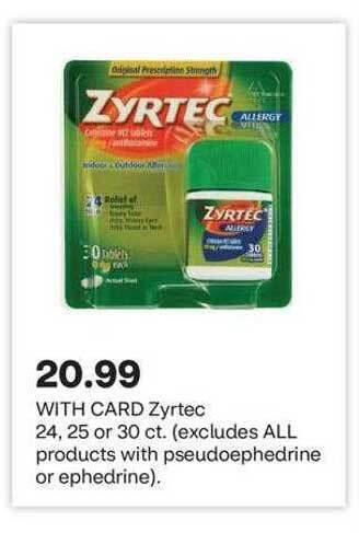 CVS Zyrtec 24, 25 or 30 ct offer