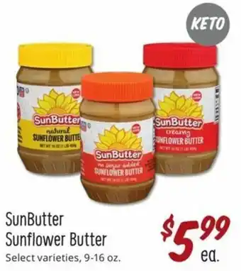 Sprouts Farmers Market SunButter Sunflower Butter 9-16 oz offer