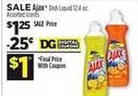 Dollar General Ajax dish liquid offer