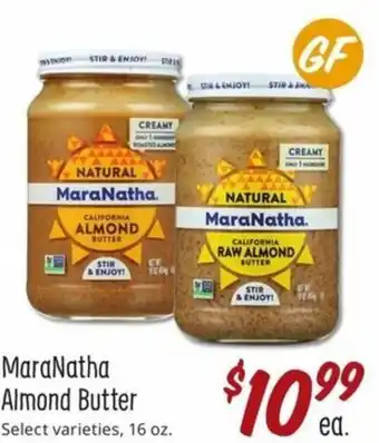 Sprouts Farmers Market MaraNatha Almond Butter 16 oz offer