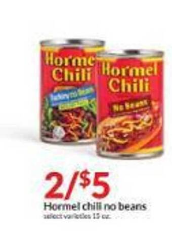 Hy-Vee Hormel chili no beans offer