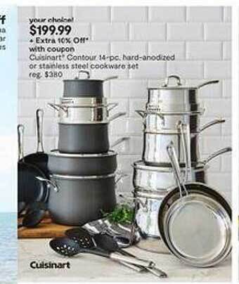 JC Penney Cuisinart contour 14-pc hard-anodized or stainless steel cookware set offer