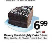 Tops Bakery fresh mighty cake slices offer