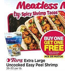 Tops Tops extra large uncooked easy peel shrimp offer