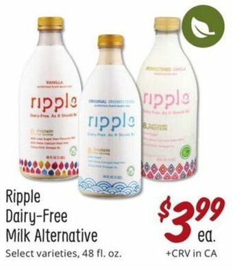 Sprouts Farmers Market Ripple Dairy-Free Milk Alternative offer
