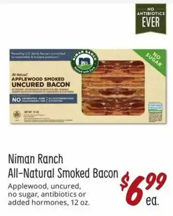 Sprouts Farmers Market Niman Ranch All-Natural Smoke Bacon 12 oz offer