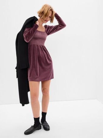 Gap Smocked velvet mini dress offer