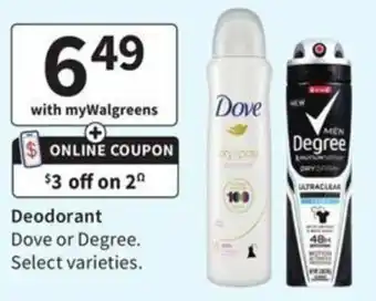 Walgreens Deodorant Dove Or Degree offer