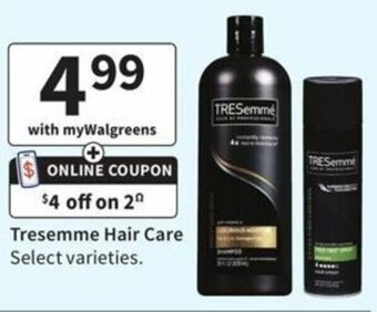 Walgreens Tresemme Hair Care offer