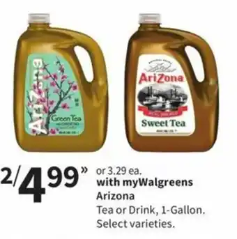Walgreens Arizona Tea Or Drink 1 Gallon offer