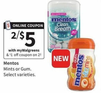 Walgreens Mentos Mints Or Gum offer