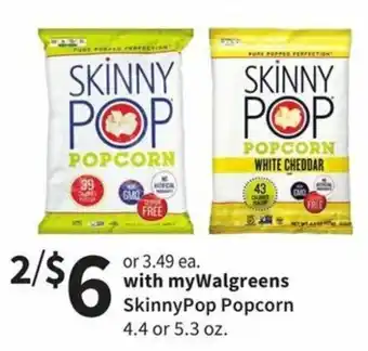 Walgreens SkinnyPop Popcorn 4.4 Or 5.3 oz offer