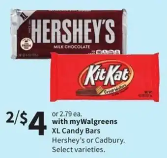 Walgreens XL Candy Bars offer